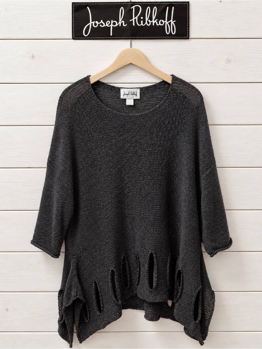 Joseph Ribkoff Open Knit Asymmetrical Sweater – L/XL